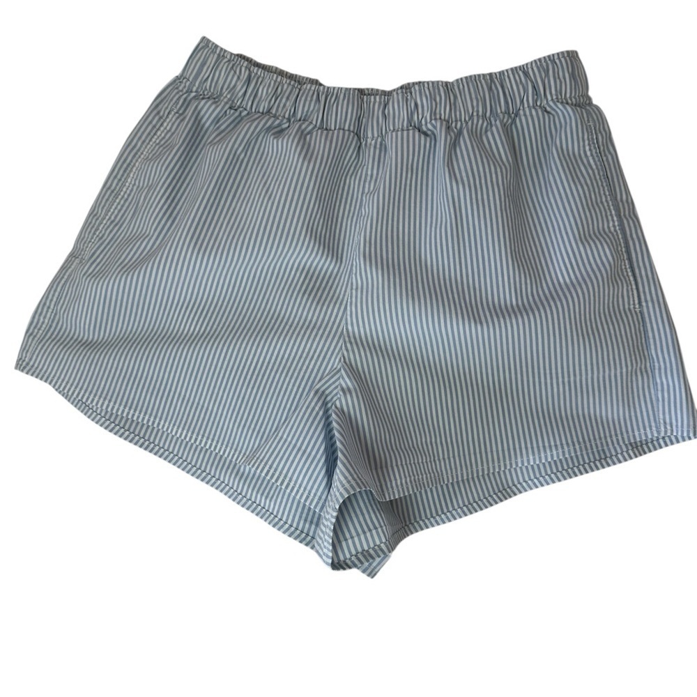 Hollister Light Blue Striped High Waist Shorts